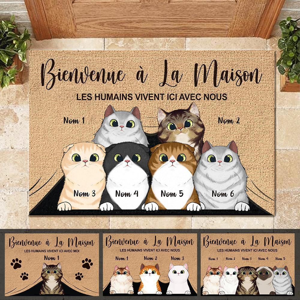 Bienvenue À La Maison French - Funny Personalized Cat Decorative Mat (WT)