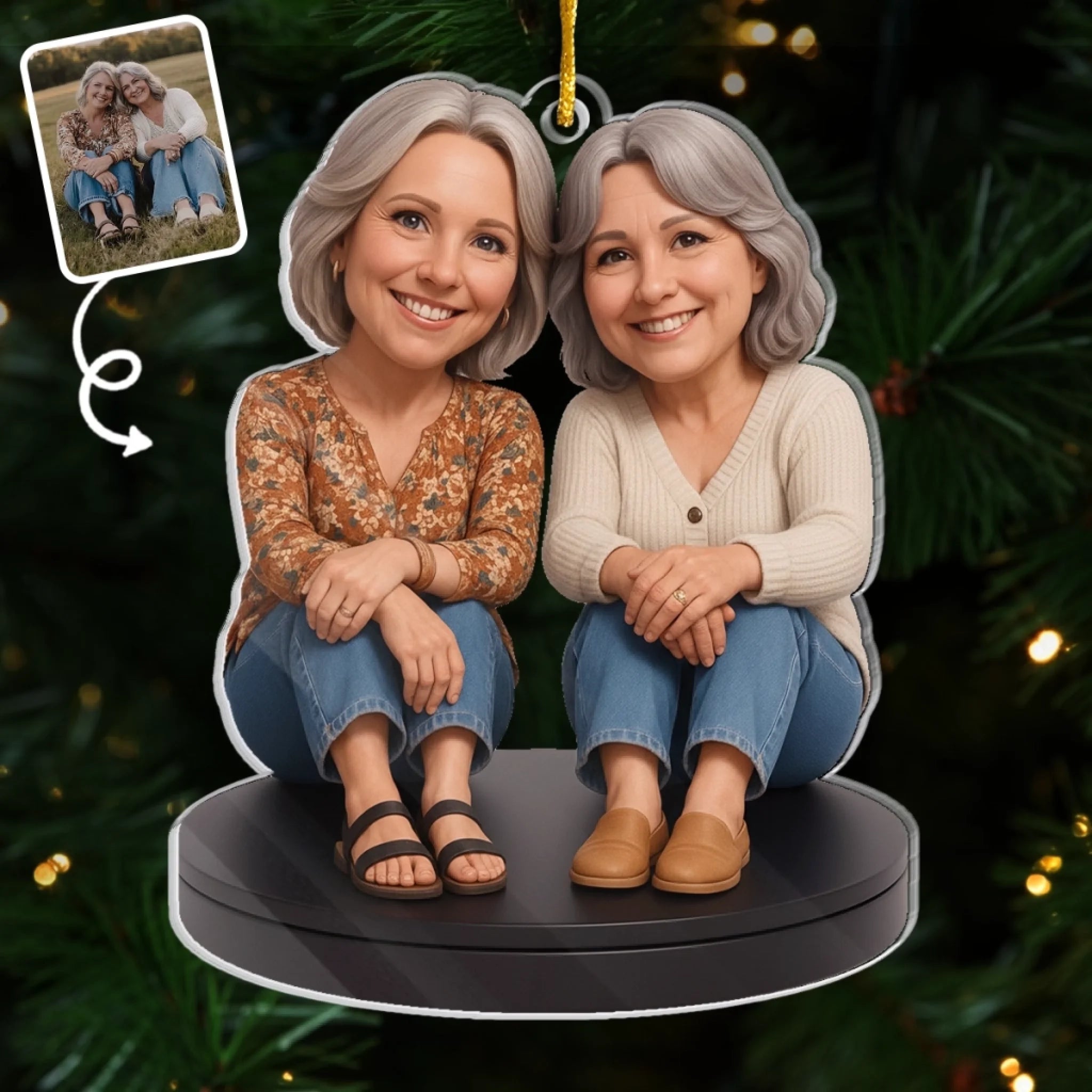 Custom Photo Acrylic Ornament - Personalized Christmas Birthday Gifts For Best Friends, Family, Coworker, Work Bestie, Husband And Wife, Dog Cat Lovers - Forever my bestie