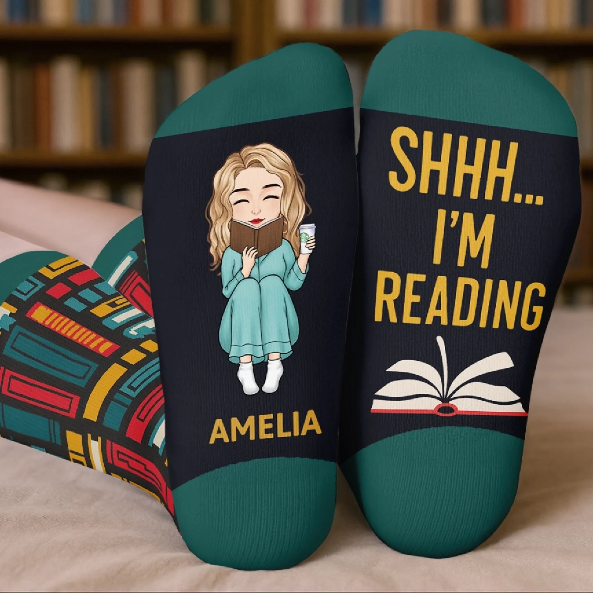 Custom Crew Socks - Personalized Bookish Gifts For Book Lovers, Bookworms, Readers - Keeping Up With My Reading Game