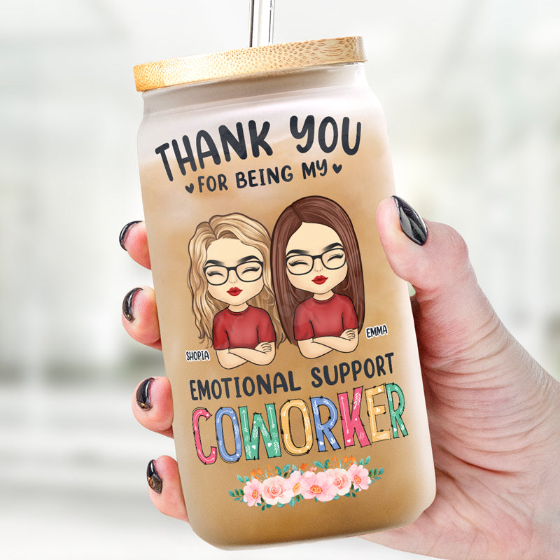 Thanks For Being My Unpaid Therapist - Bestie Personalized Custom Glass Cup, Iced Coffee Cup - Gift For Best Friends, BFF, Sisters, Coworkers