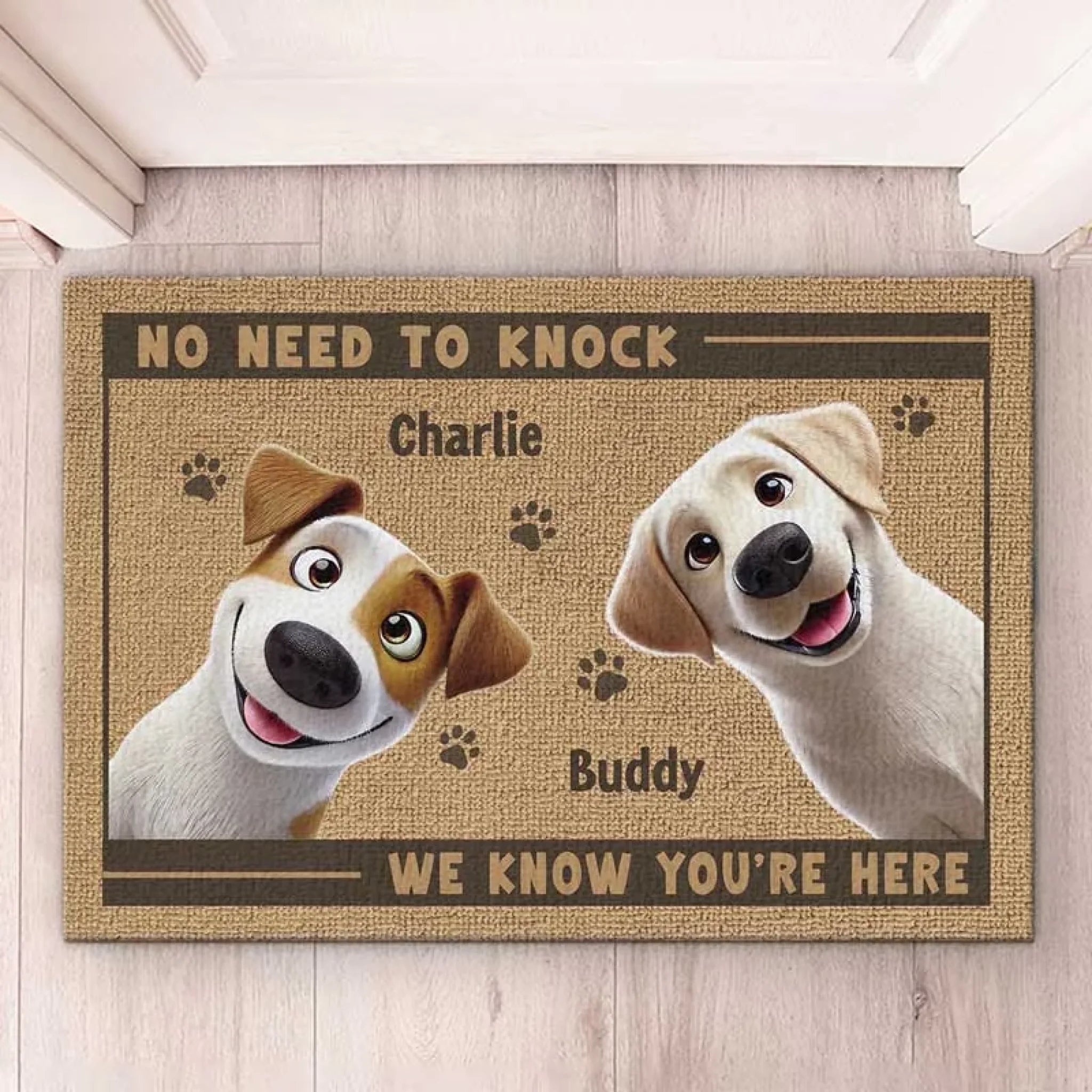 Custom Home Decor Decorative Mat - Personalized Birthday Gifts For Dog Cat Lovers, Dog Dad And Mom, Cat Owners - Paws Before People In This Happy Home