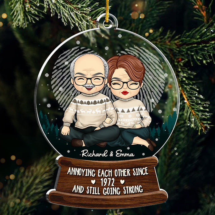 Annoying Each Other Since Years & Still Going Strong - Personalized Custom Snowball Shaped Acrylic Christmas Ornament - Gift For Couple, Husband Wife, Anniversary, Engagement, Wedding, Marriage Gift, 