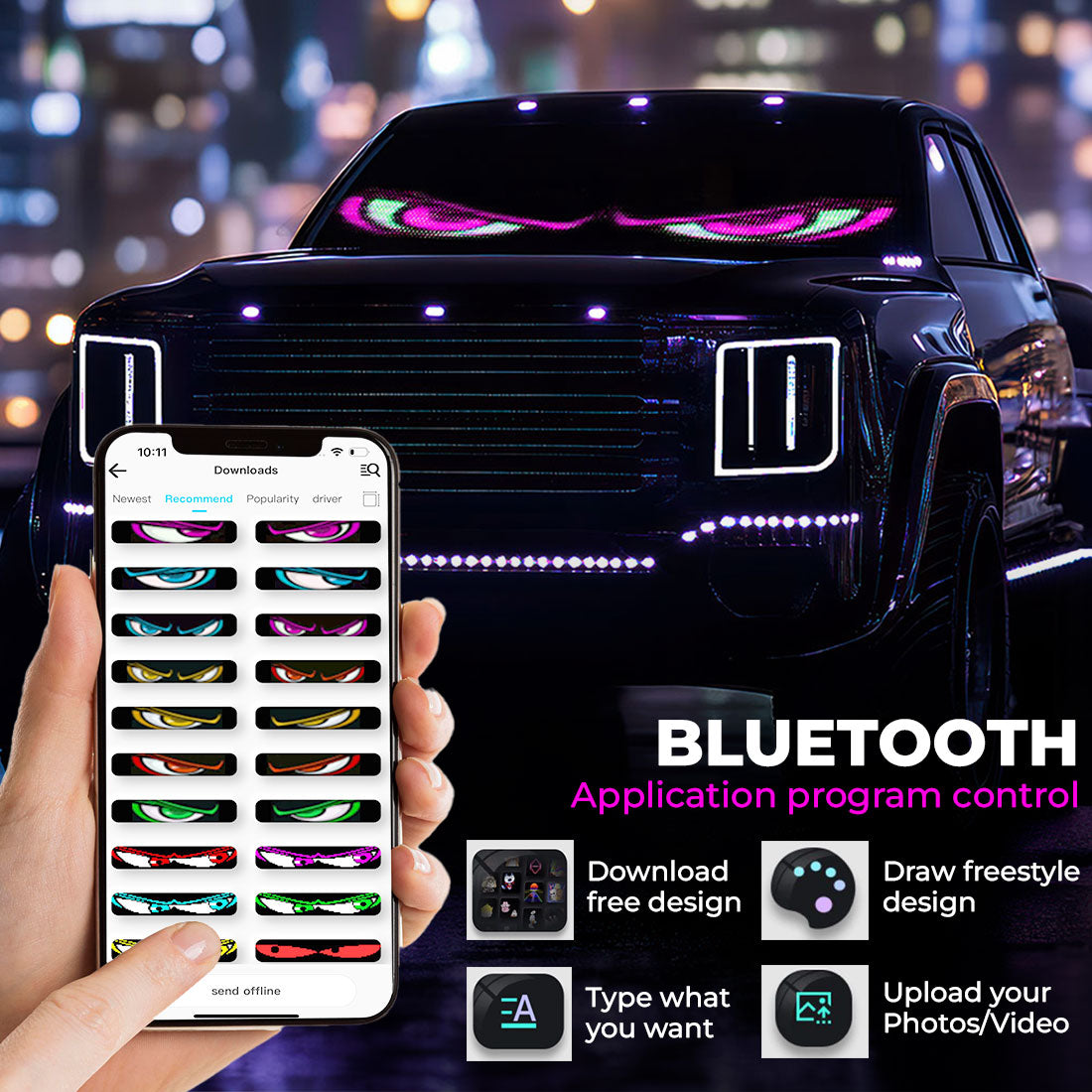 Glow On The Go, Car Led Light Banner - Gift For Family Members, Best Friends, BFF, Husband Wife