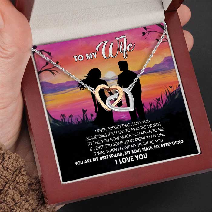 You Are My Best Friend My Soul Mate My Everything - Gift For Couples, Husband Wife, Personalized Interlocking Hearts Necklace