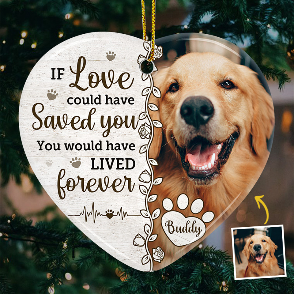 Custom Photo Ceramic Ornament - Personalized Christmas Memorial Sympathy Gifts For Dogs, Cats - You Would Have Lived Forever