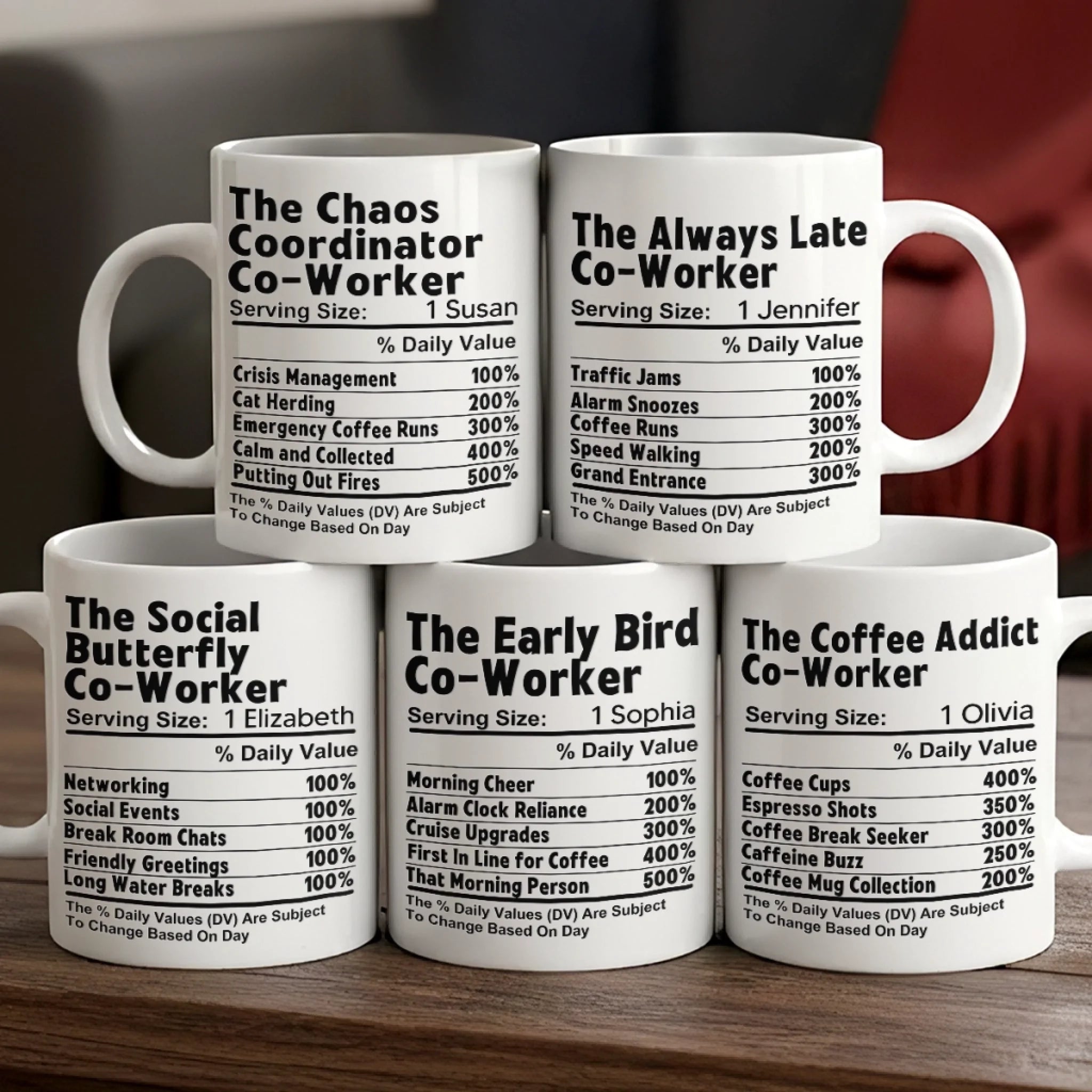 Custom Mug - Personalized Birthday Gifts For Coworker, Work Bestie - Teamwork Fueled By Coffee And Chaos