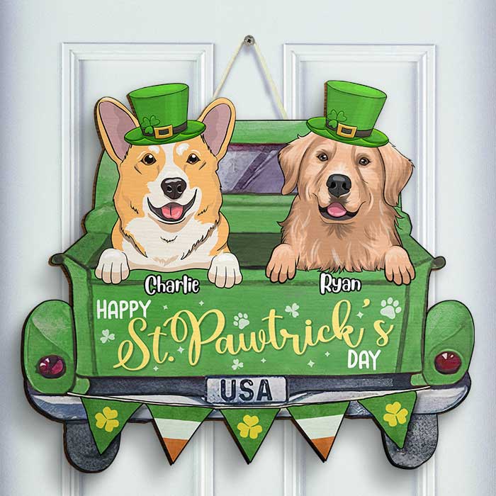 Happy St. Pawtrick's Day - Gift For Dog Lovers, St. Patrick's Day, Personalized Shaped Wood Sign