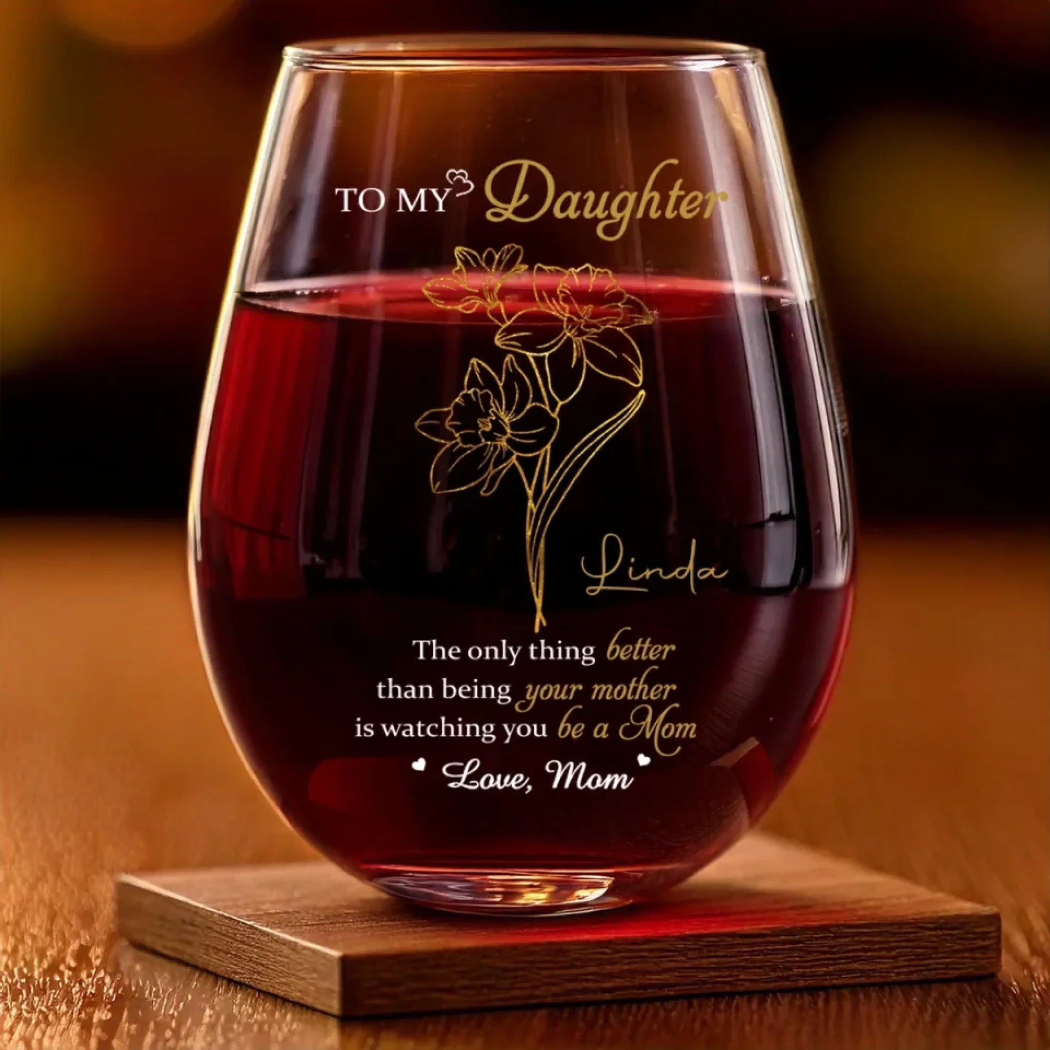 A Mother’s Love, Endless And True - Family Personalized Custom Wine Glass - Mother's Day, Gift For Mom, Daughter