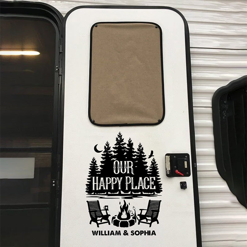 Custom RV Decal - Personalized Camping Gifts For Campers - Our Happy Place