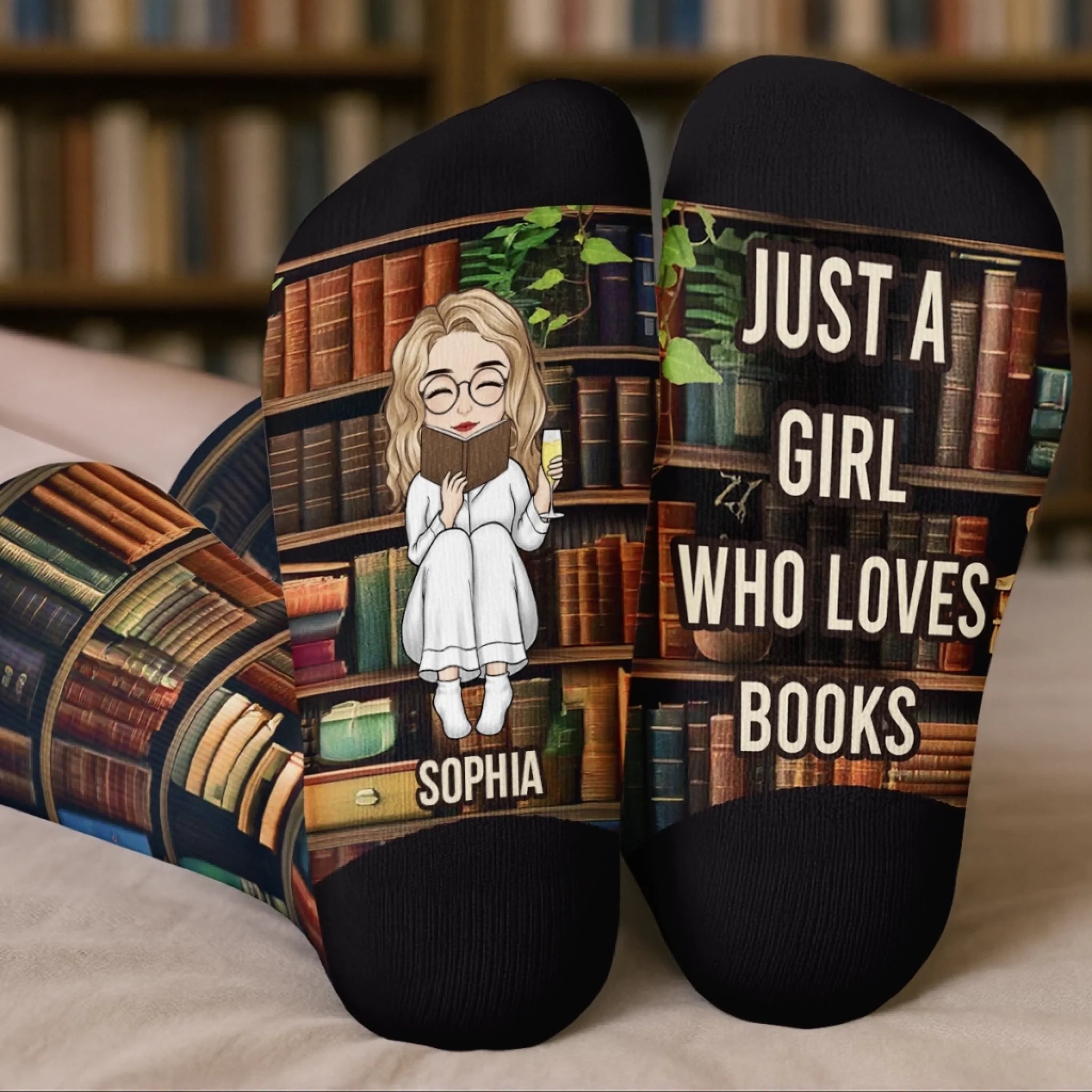 Custom Crew Socks - Personalized Bookish Gifts For Book Lovers, Bookworms, Readers - Socks Off, Story On