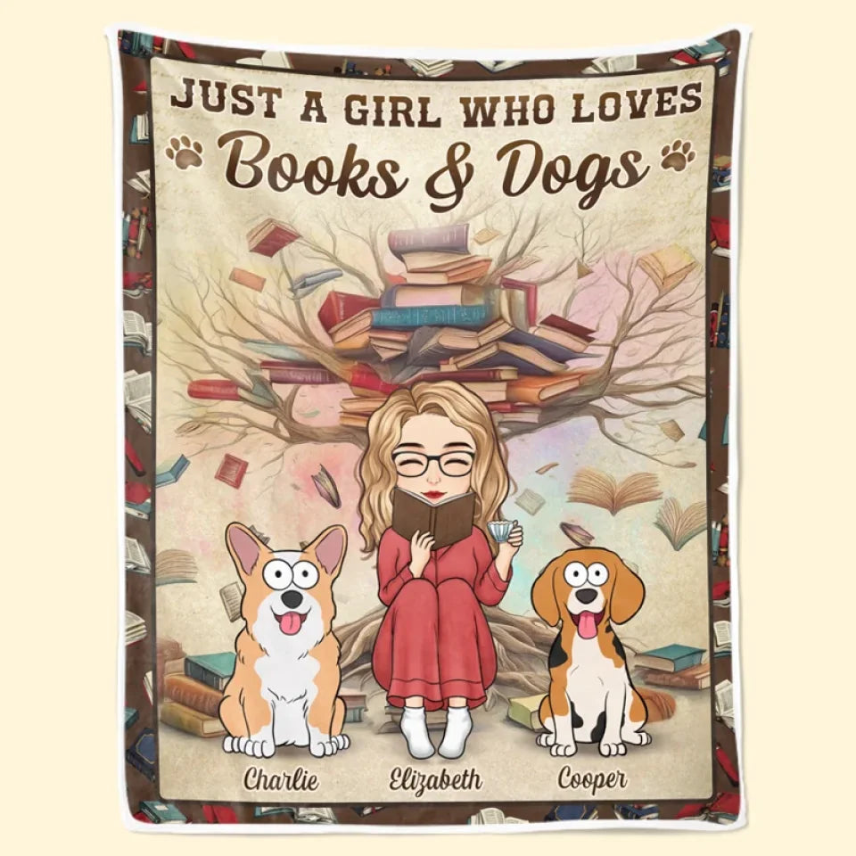 Between Pages And Paws, I Find My Peace - Dog & Cat Personalized Custom Blanket - Gift For Book Lovers, Pet Owners, Pet Lovers