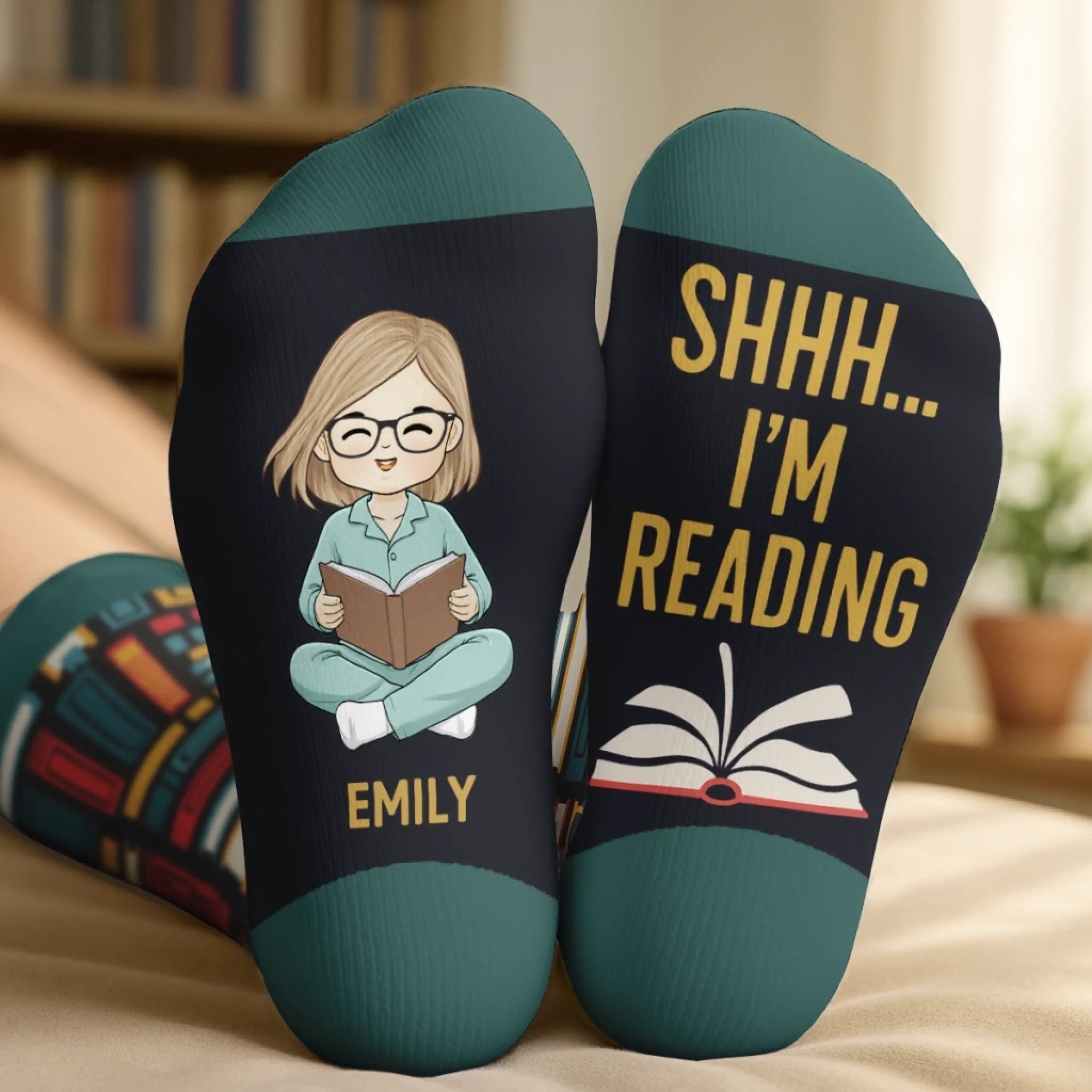 Custom Kids Crew Socks - Personalized Bookish Gifts For Book Lovers, Bookworms, Readers - My Reading Game