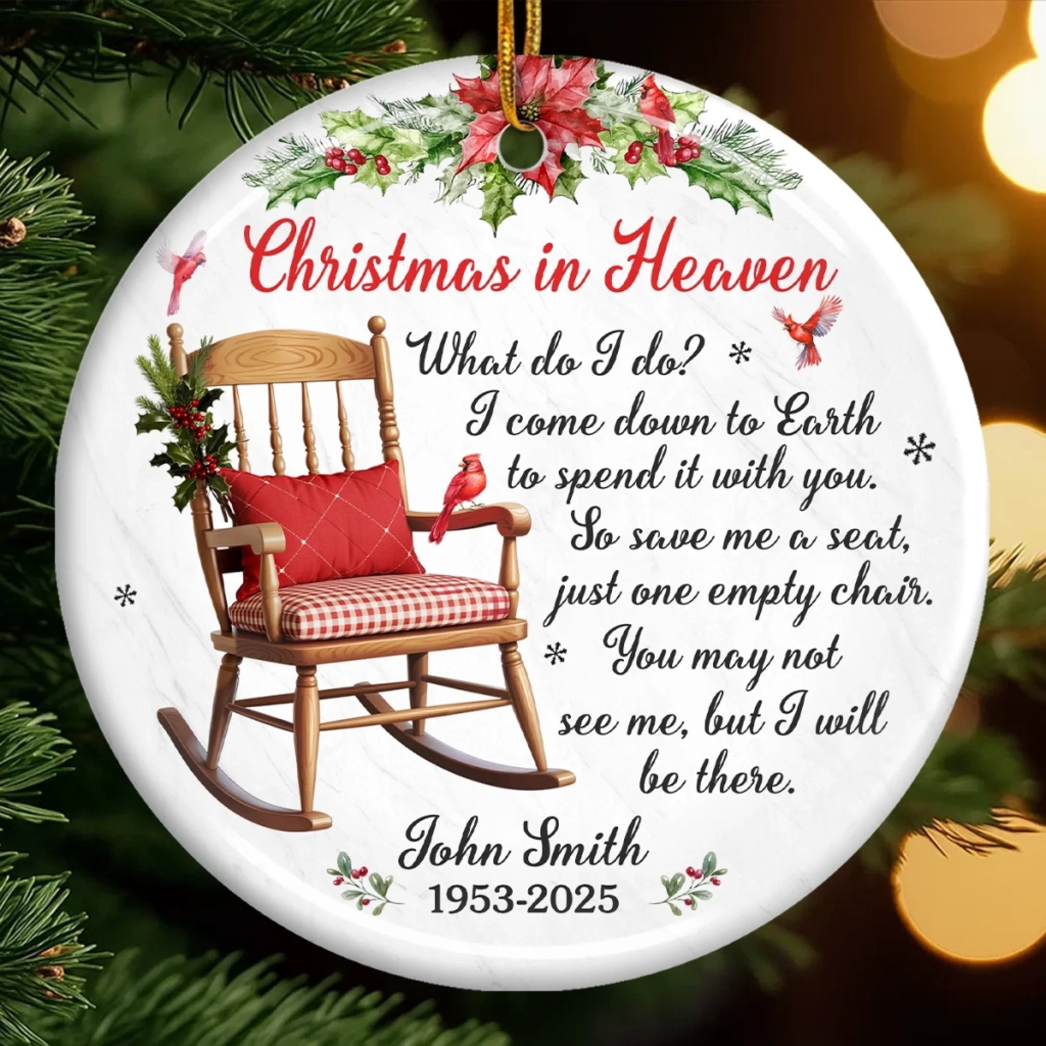 Custom Ceramic Ornament - Personalized Christmas Memorial Sympathy Gifts For Loss Of Mom, Dad - Your Spirit Shines