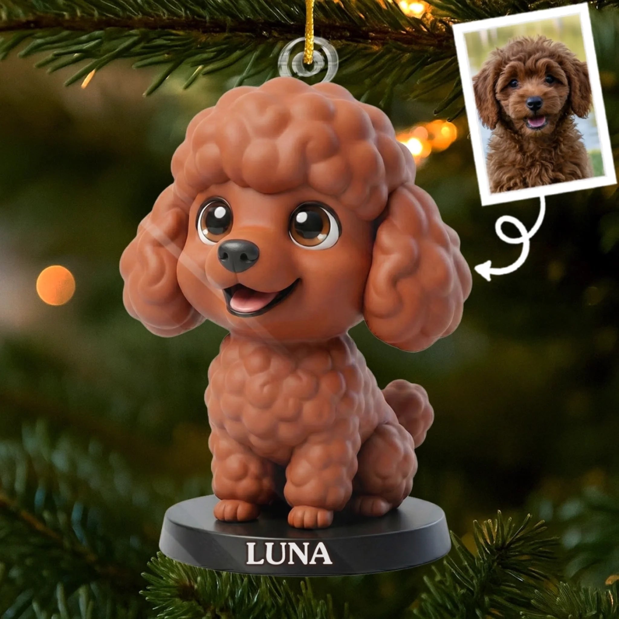 Custom Photo Poodle Acrylic Ornament - Personalized Christmas Birthday Gifts For Dog Cat Lovers, Dog Dad And Mom, Cat Owners - Cuteness Overload On The Tree