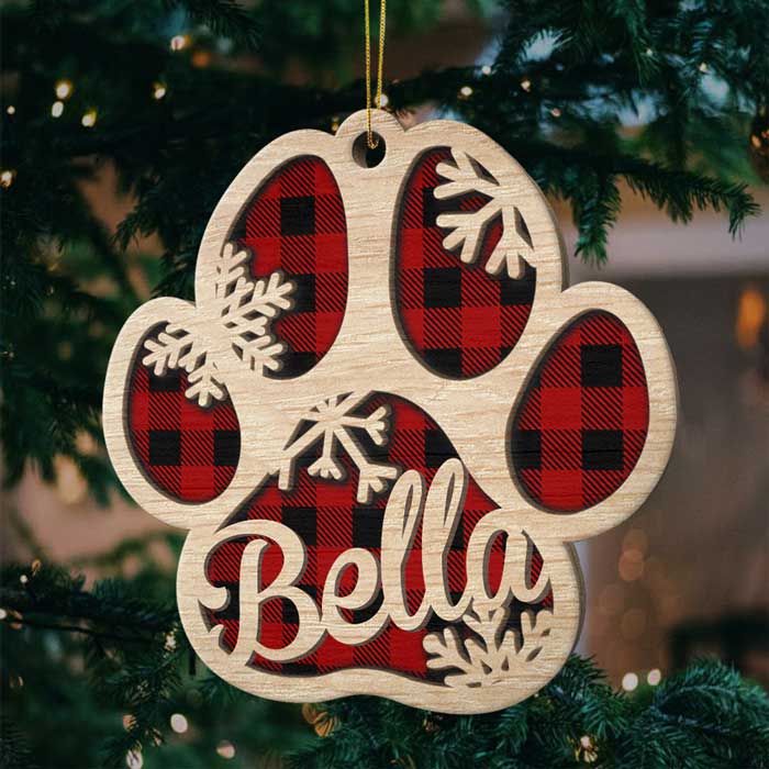 Colorful Paw - Christmas Is On Its Way - Personalized Custom Paw Shaped Wood Christmas Ornament