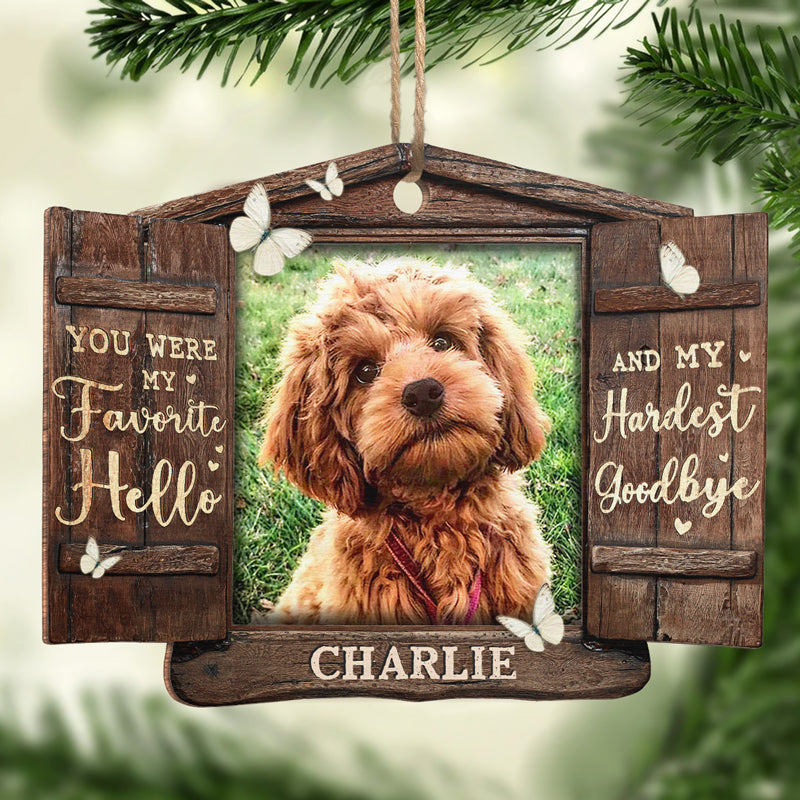 Custom Photo Hard To Say Goodbye - Memorial Personalized Custom Ornament - Acrylic, Wood Custom Shaped - Christmas Gift, Sympathy Gift For Pet Owners, Pet Lovers