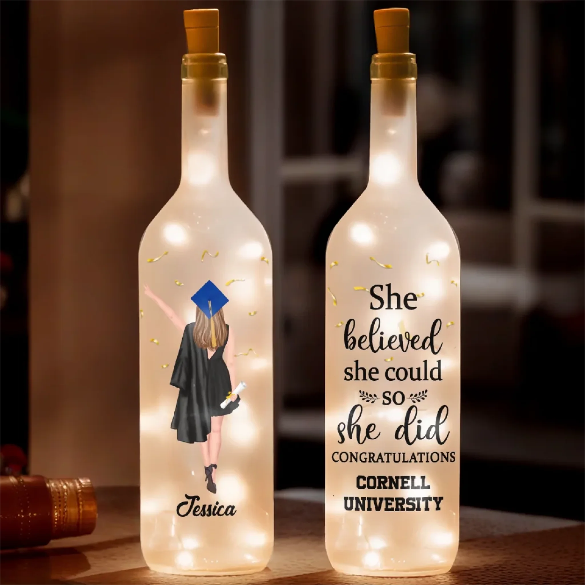 The Future Is Bright, Just Like You - Family Personalized Custom Bottle Lamp - Graduation Gift For Family Members, Siblings, Brothers, Sisters