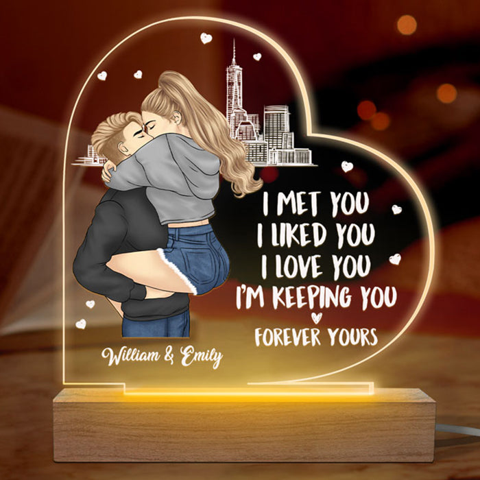 I Love You I'm Keeping You - Couple Personalized Custom Heart Shaped 3D LED Light - Gift For Husband Wife, Anniversary