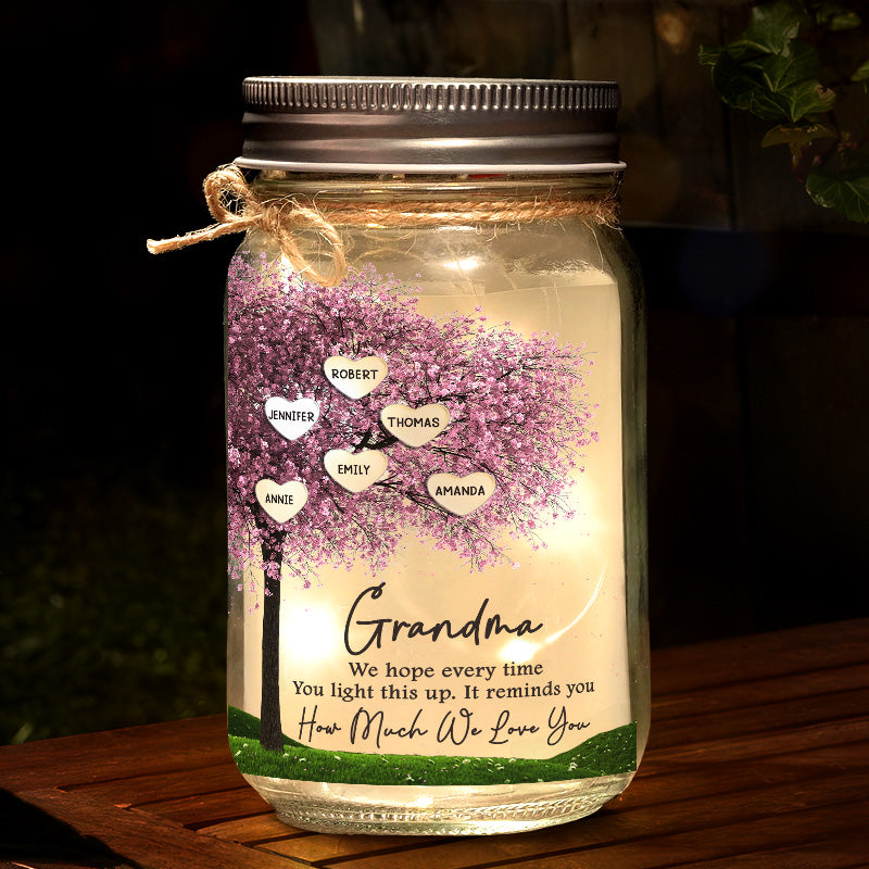 It Reminds You How Much We Love You - Family Personalized Custom Mason Jar Light - Gift For Mom, Grandma