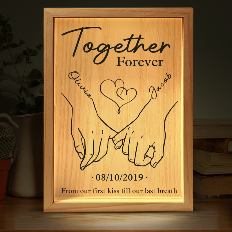 Custom Frame Light Box - Personalized Anniversary Wedding Gifts For Husband And Wife, Him And Her - Together Forever From Our First Kiss Till Our Last Breath