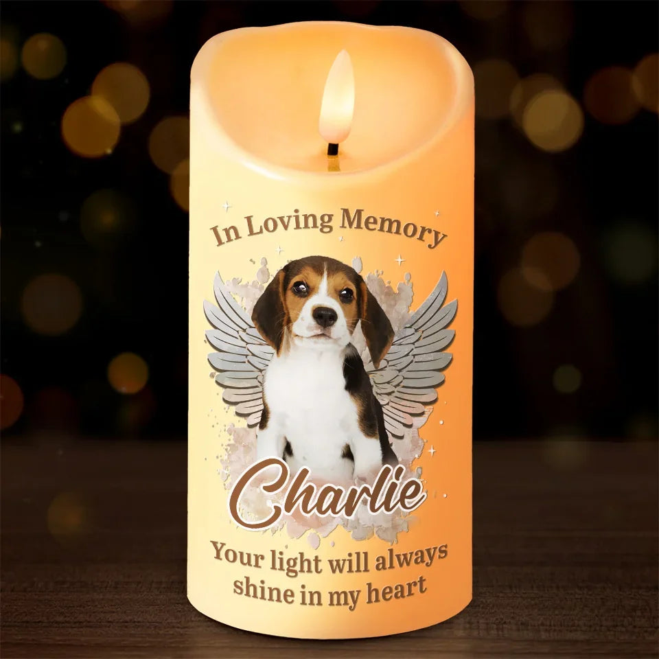Custom Photo In Our Hearts, You Will Always Stay - Memorial Personalized Custom LED Candle - Sympathy Gift, Christmas Gift For Pet Owners, Pet Lovers
