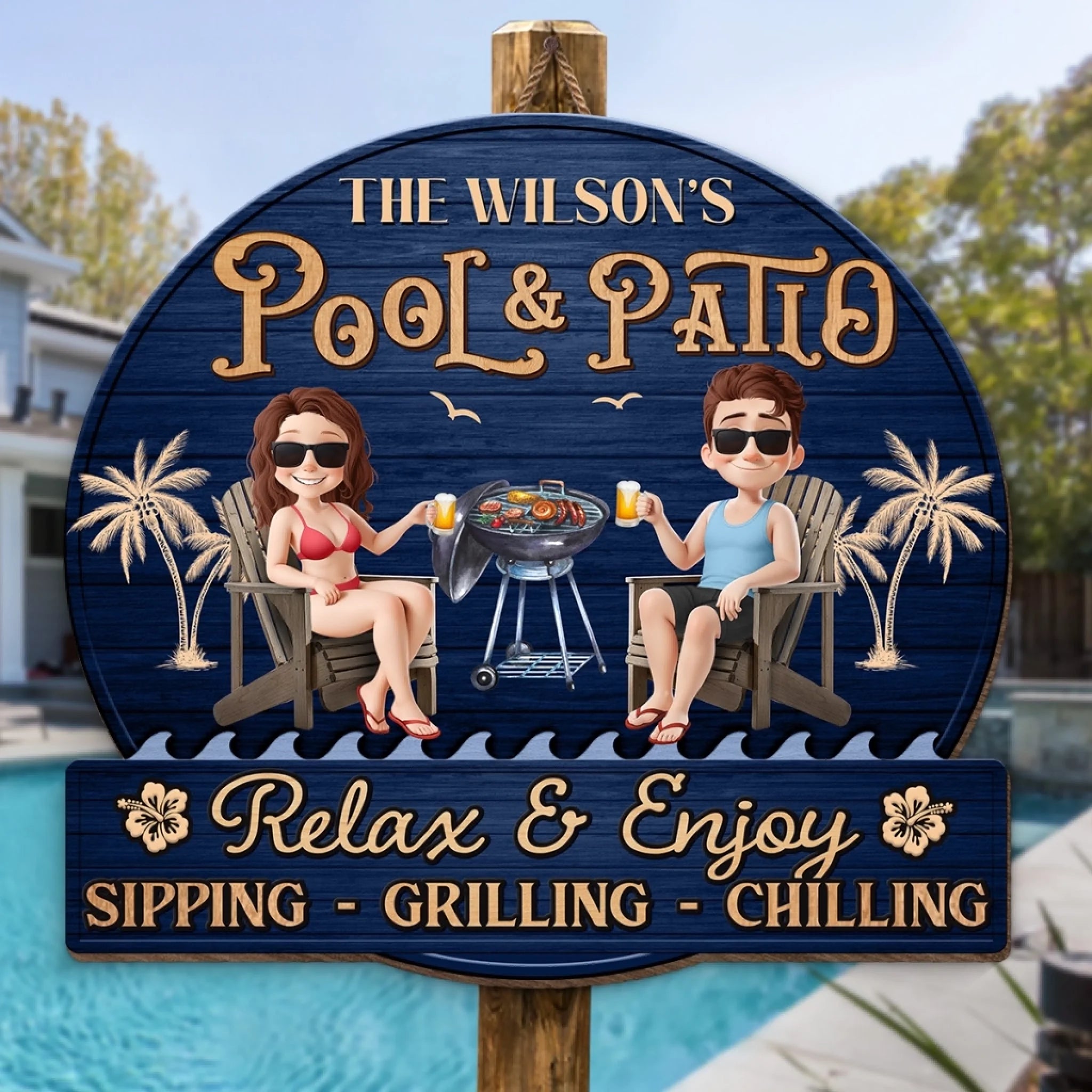 Custom Home Decor Wood Sign - Personalized Anniversary Wedding Gifts For Husband And Wife, Him And Her - Welcome To Our Happy Place