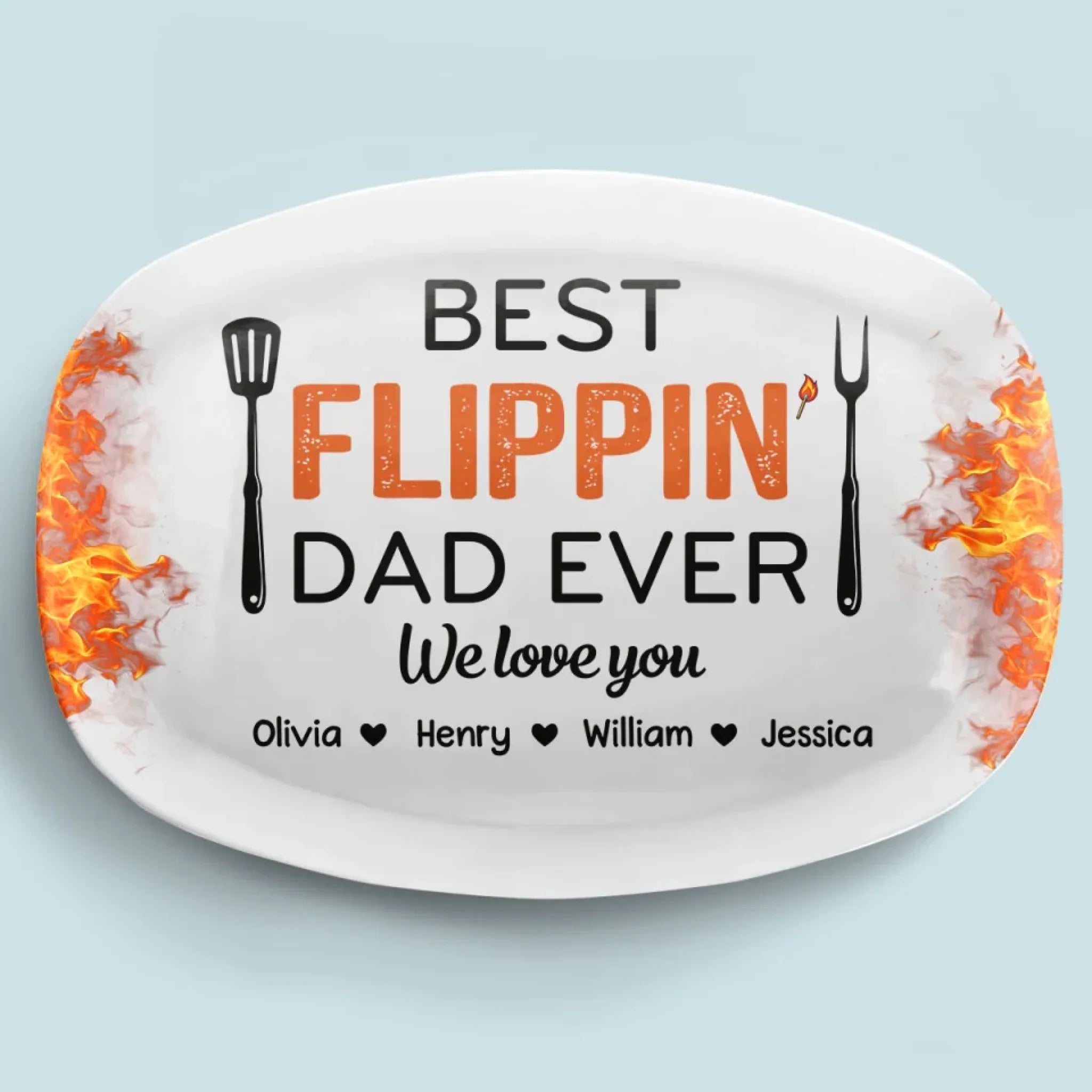Best Flippin’ Dad Ever - Family Personalized Custom Platter - Father's Day, Gift For Dad, Grandpa