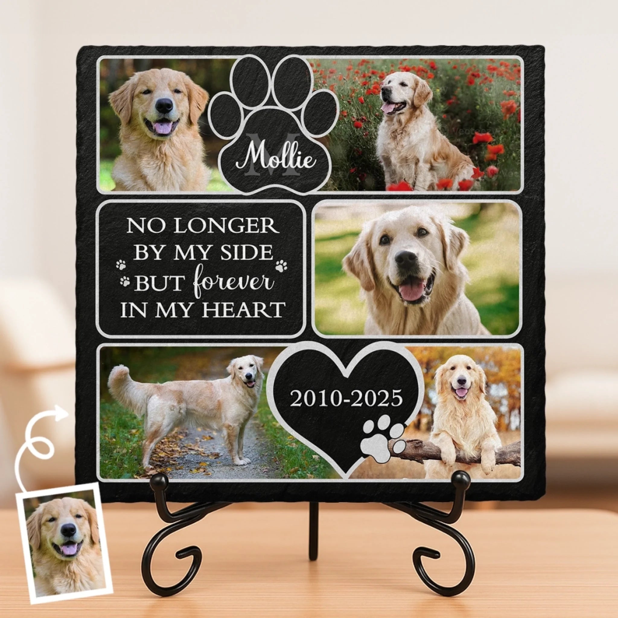 Custom Photo Honoring Memories That Keep Us Close - Memorial Personalized Custom Square Shaped Stone With Stand - Sympathy Gift For Pet Owners, Pet Lovers