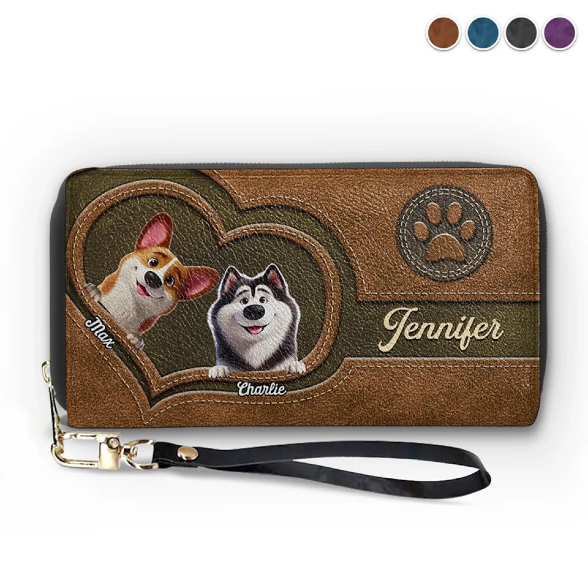 Unconditional Love With Paws - Dog & Cat Personalized Custom Leather Long Wallet - Gift For Pet Owners, Pet Lovers