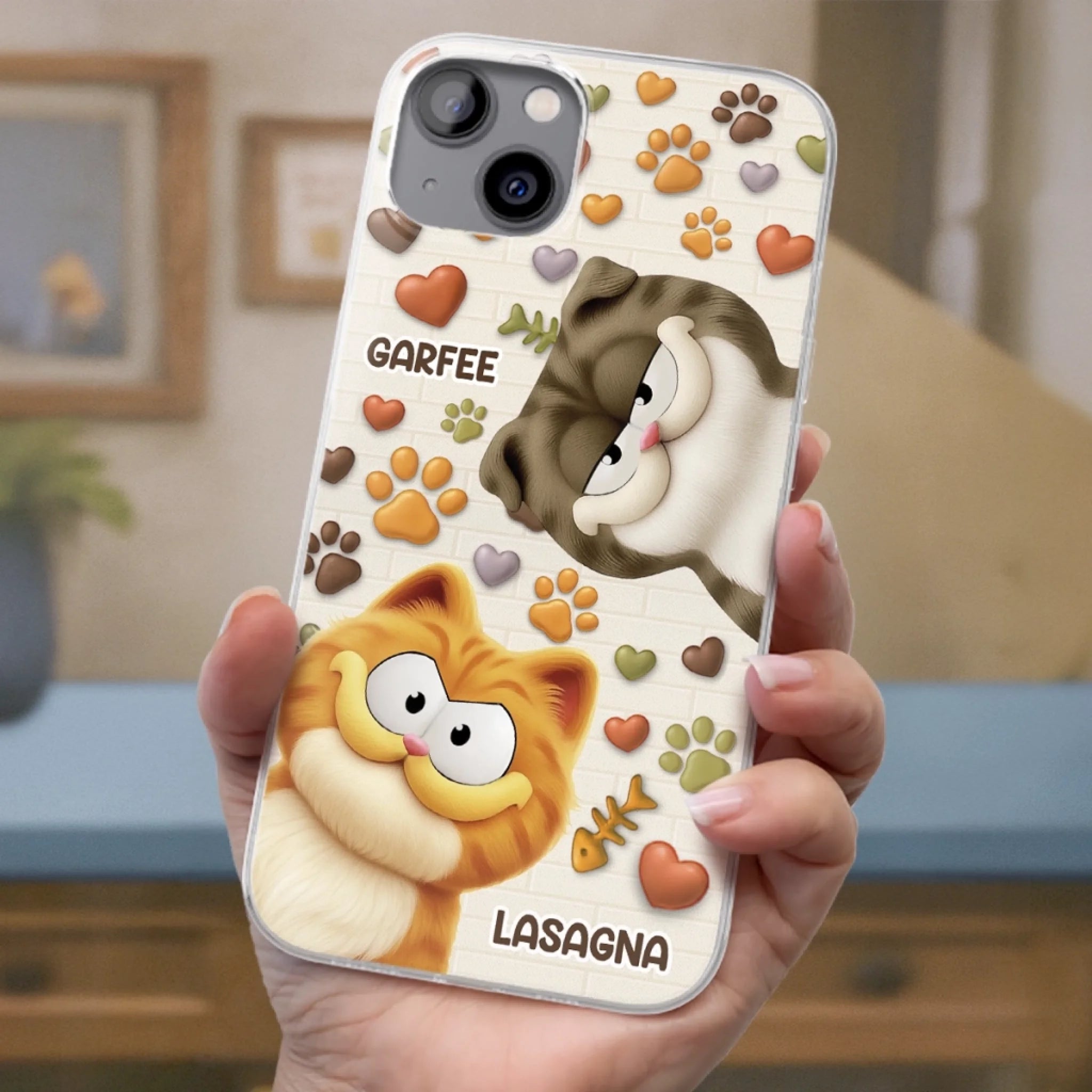 Custom 3D Inflated Effect Printed Clear Phone Case - Personalized Birthday Gifts For Cat Lovers, Cat Mom And Dad - Furry Friends Brighten Every Call