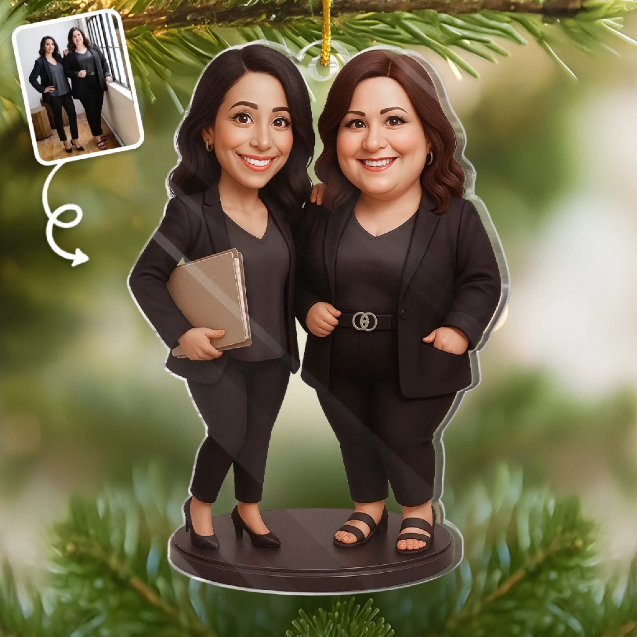 Custom Photo Acrylic Ornament - Personalized Christmas Birthday Gifts For Best Friends, Family, Coworker, Work Bestie, Husband And Wife, Dog Cat Lovers - My Chaos Matches Your Chaos