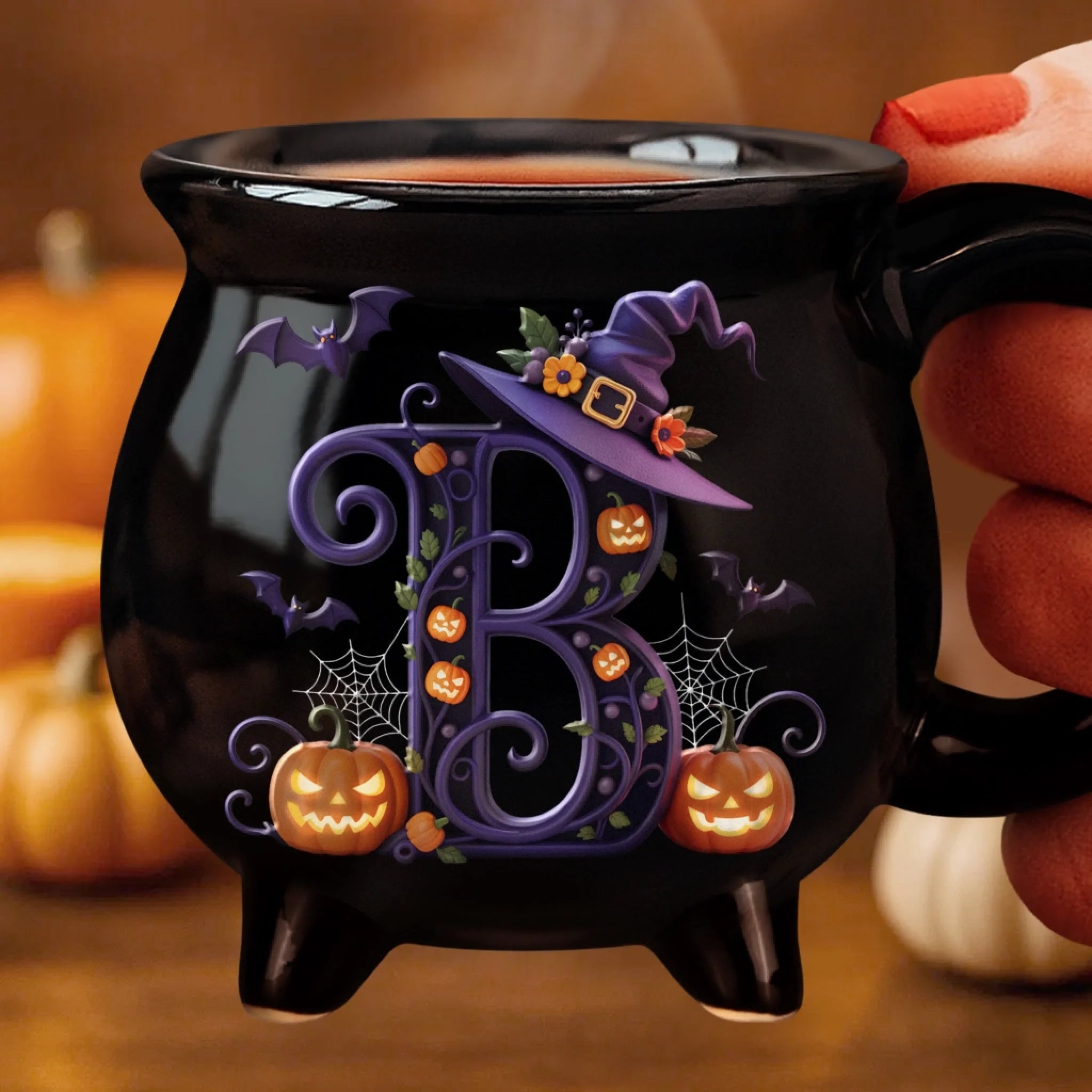 Custom 12oz Ceramic Cauldron Coffee Mug - Personalized Halloween Witchy Gifts For Besties, Sisters, BFF, Family, Yourself - Brew And Boo