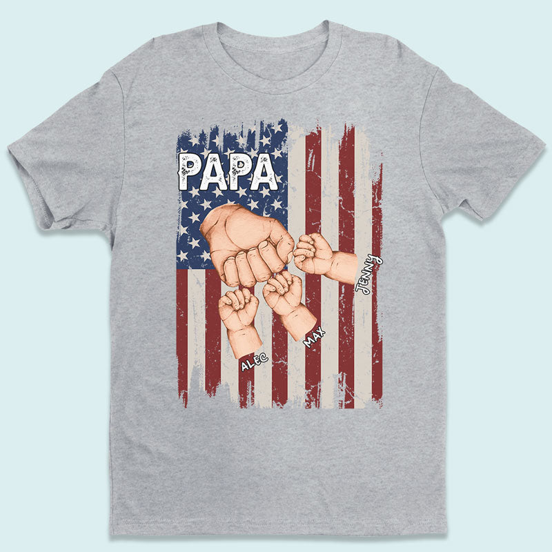 Grandpa Is Like Dad Without Rules - Family Personalized Custom Unisex Patriotic T-shirt, Hoodie, Sweatshirt - Father's Day, Independence Day, 4th Of July, Birthday Gift For Dad