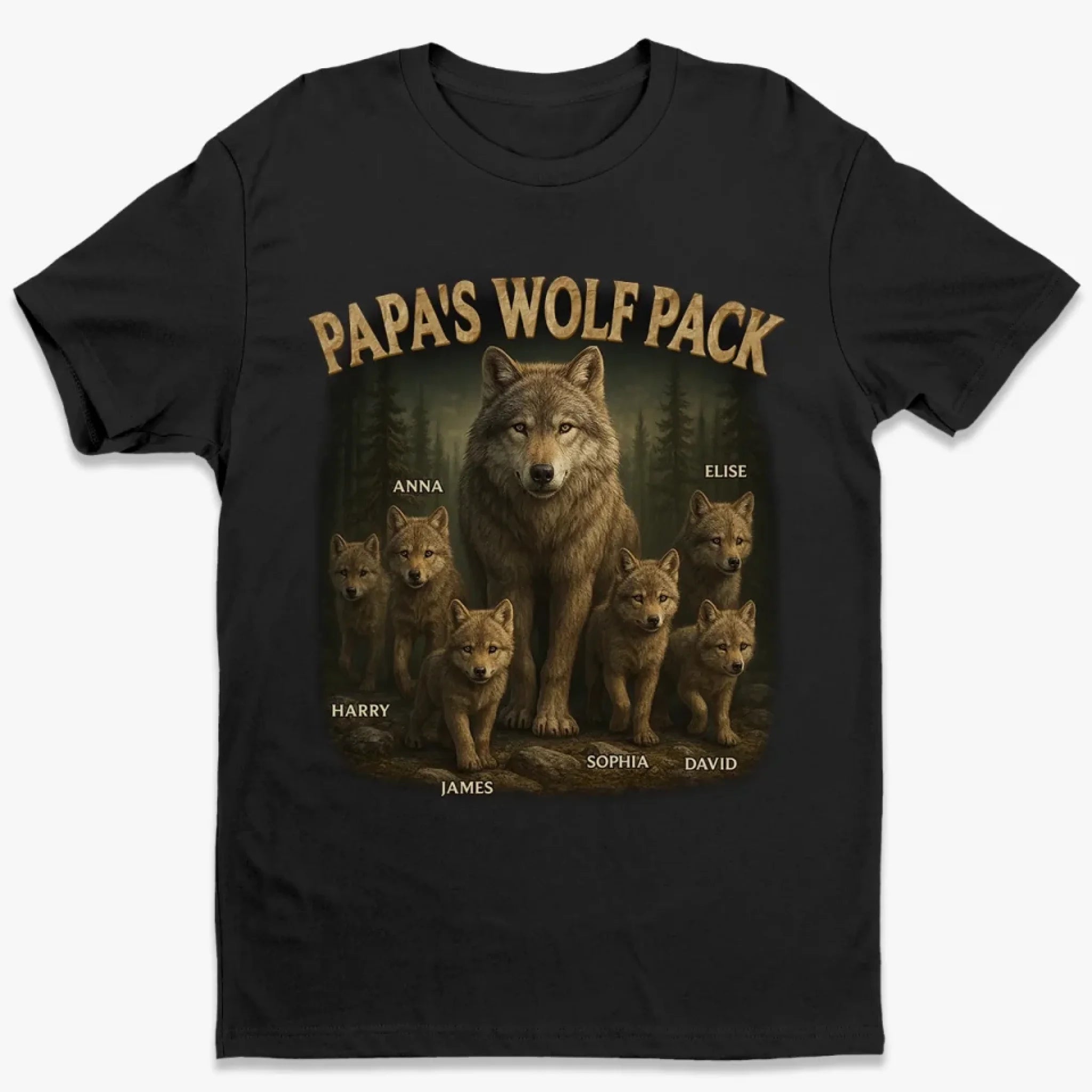 Custom Unisex T-shirt, Premium T-shirt, Hoodie - Personalized Father's Day Birthday Gifts For Dad, Grandpa - Papa’s Wolf Pack