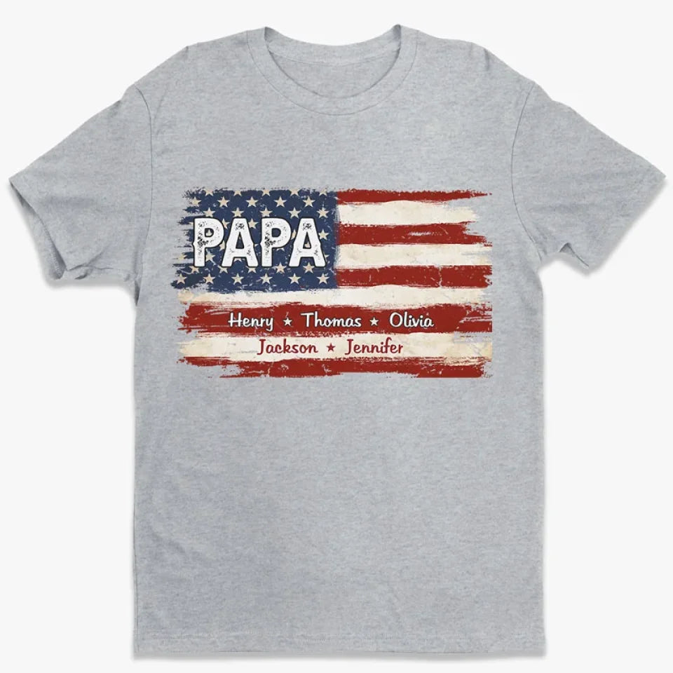 Custom American Flag Unisex T-shirt, Hoodie - Personalized Birthday 4th Of July Gifts For Dad, Grandpa - Proud To Be American