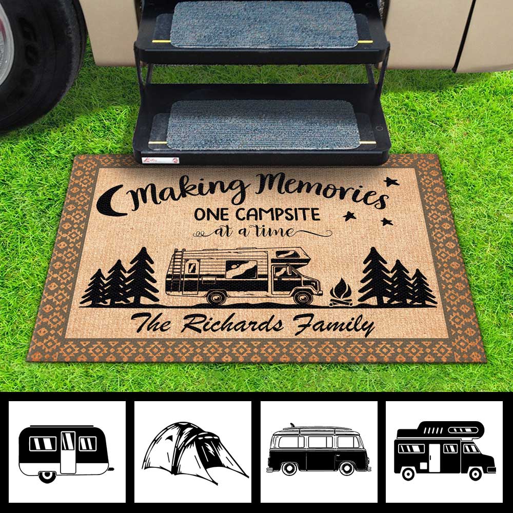 Making Memories At The Campsite - Personalized Decorative Mat, Doormat