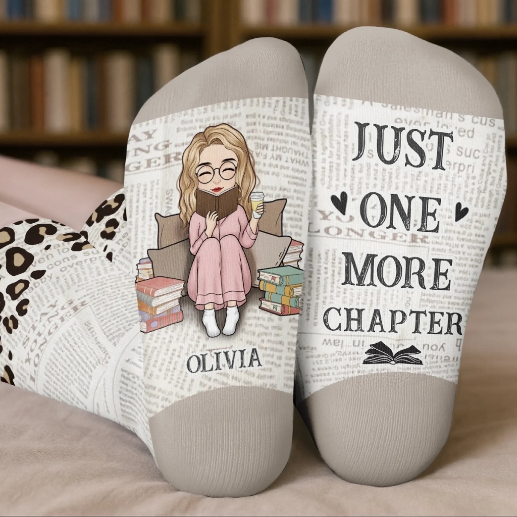 Custom Crew Socks - Personalized Bookish Gifts For Book Lovers, Bookworms, Readers - Living My Best Book Life