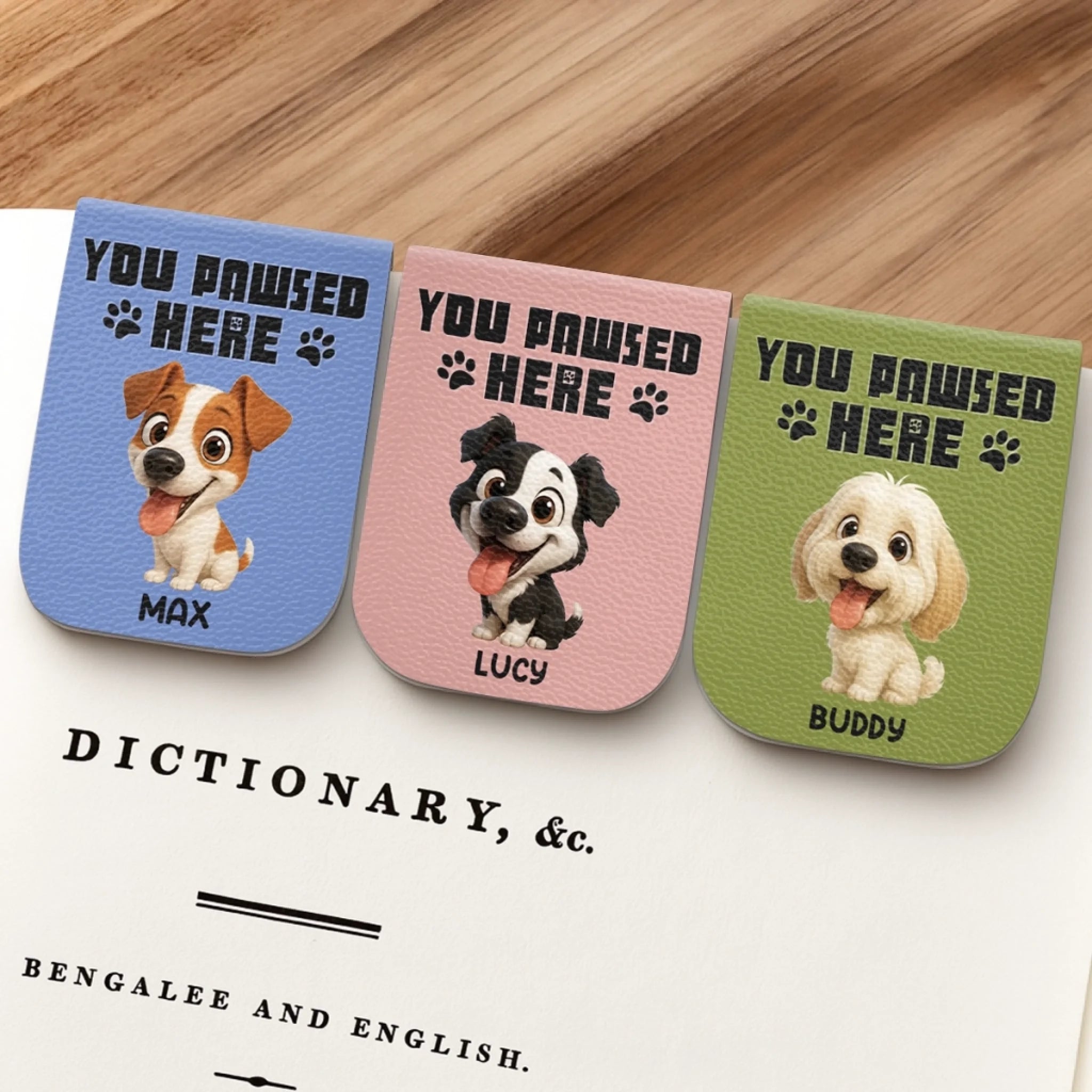 Custom Leather Magnetic Bookmark - Personalized  Bookish Gifts For Book Lovers, Bookworms, Dog Cat Lovers, Dog Dad And Mom, Cat Owners - Reading Is Better With Paws