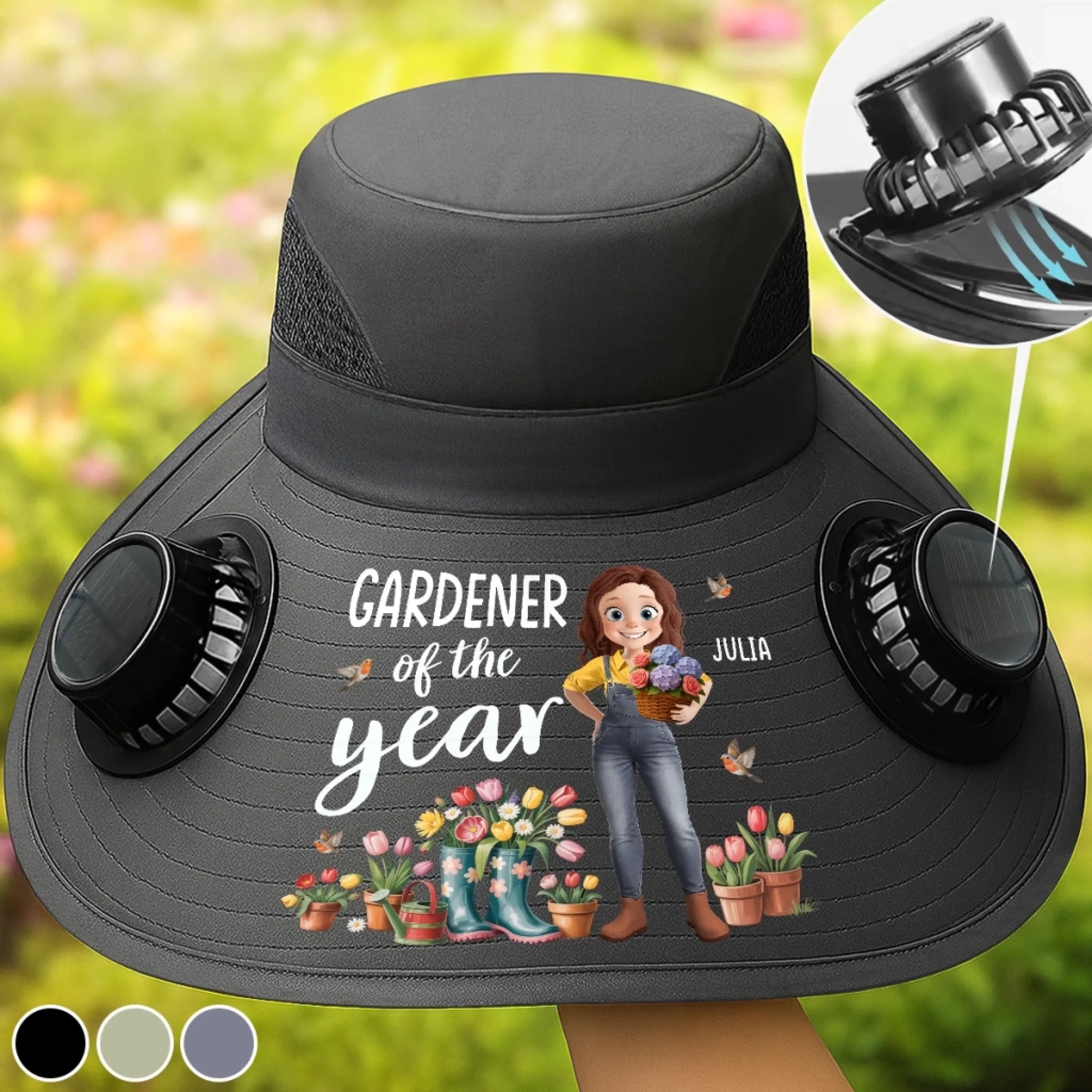 Custom Hat With Fans Solar Power - Personalized Garden Gifts For Gardeners - Plant Dreams, Grow Joy