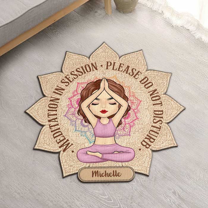 Yoga Now Wine Later - Personalized Shaped Decorative Mat - Gift For Yoga Lovers