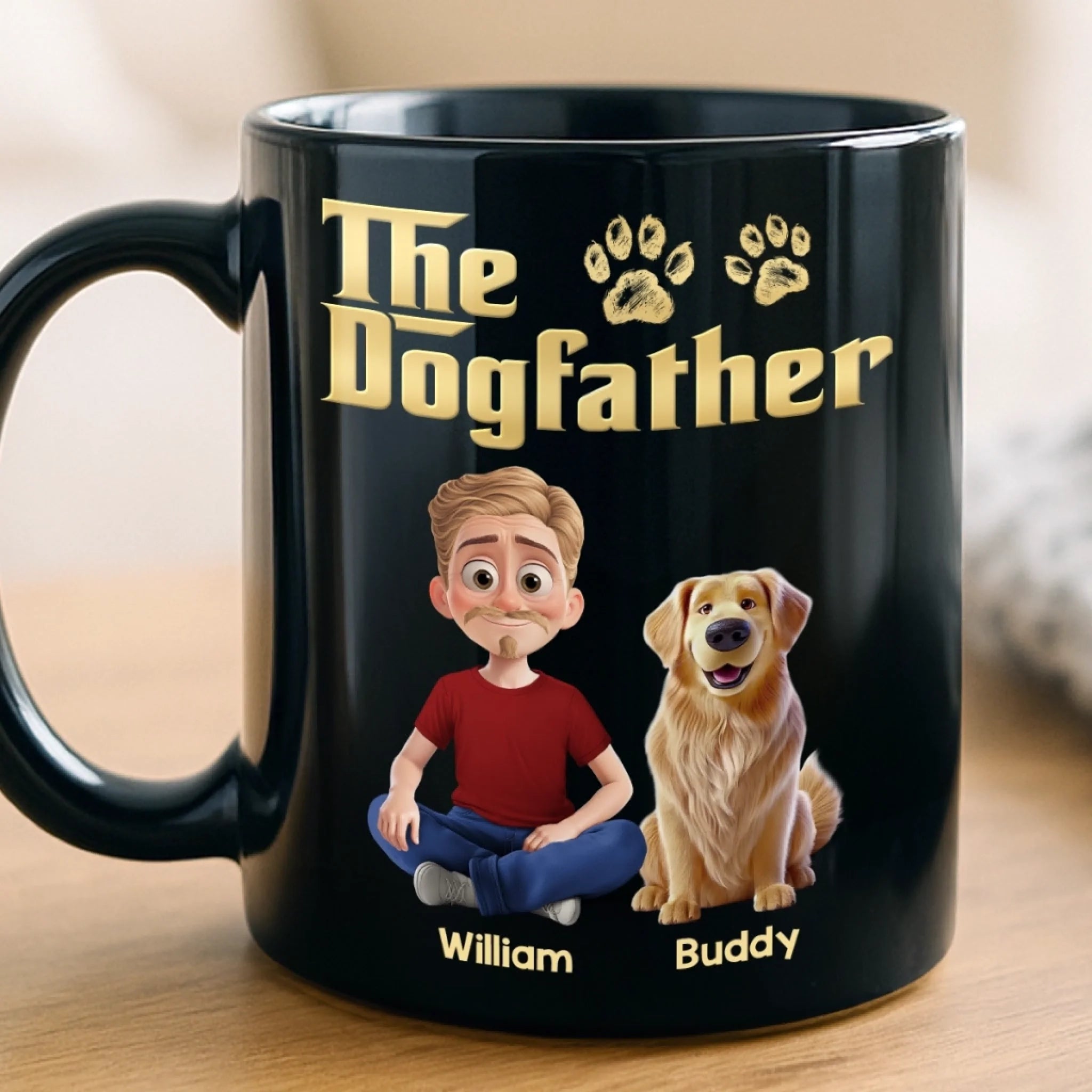 Custom Black Mug - Personalized Birthday Gifts For Dog Lovers, Dog Dad And Mom - The Boss Of Belly Rubs