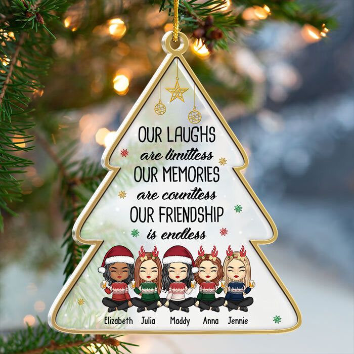 Not Just Friends, More Like A Small Gang - Personalized Custom Christmas Tree Shaped Acrylic Christmas Ornament - Gift For Bestie, Best Friend, Sister, Birthday Gift For Bestie And Friend, Christmas G