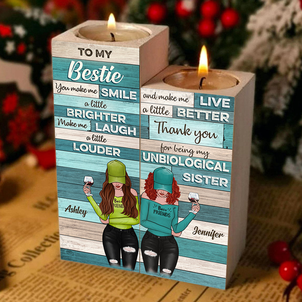 To My Bestie - You Make Me Smile A Little Brighter - Personalized Candle Holder