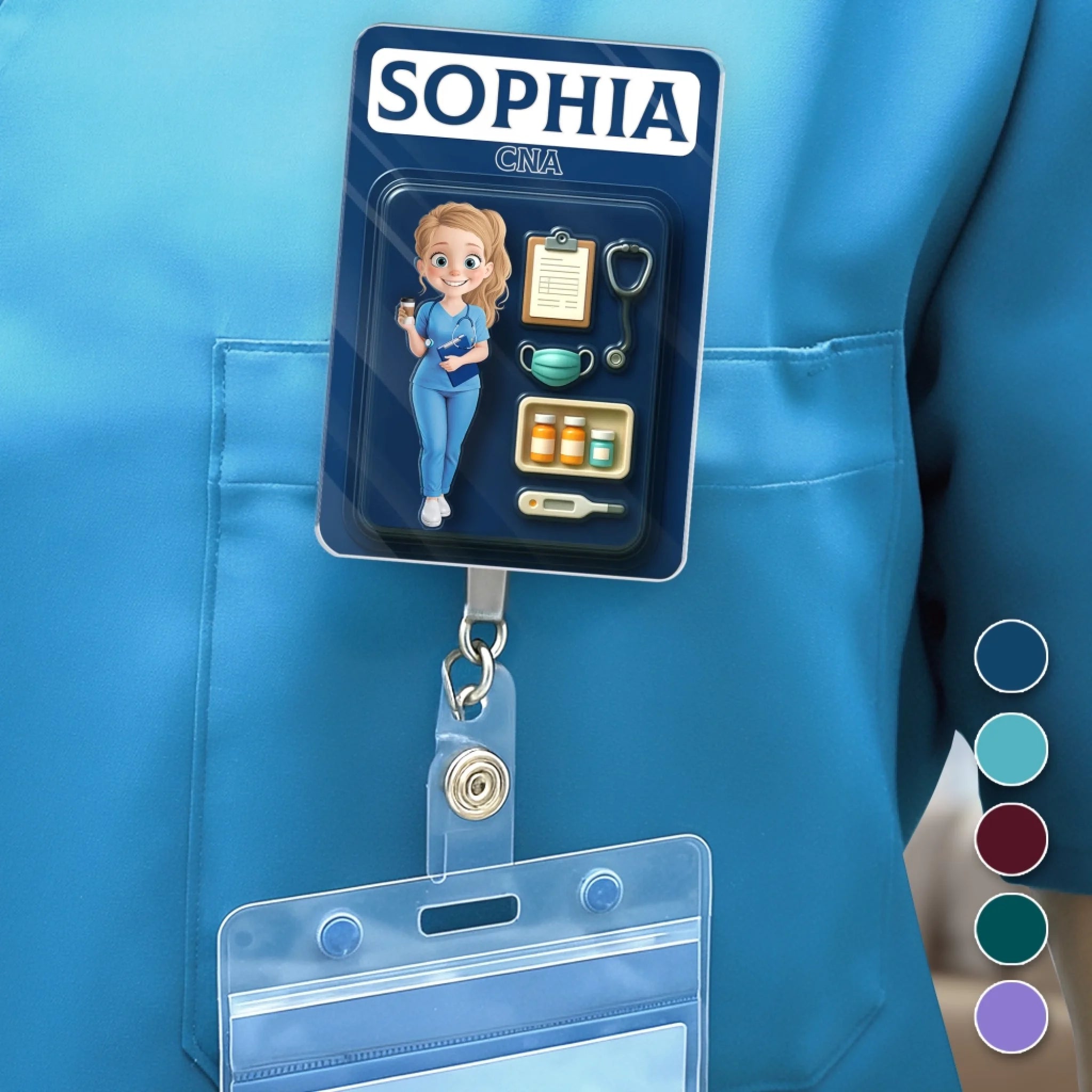 Custom Acrylic Badge Reel - Personalized Birthday Gifts For Nurse - Healthcare Hero On Duty