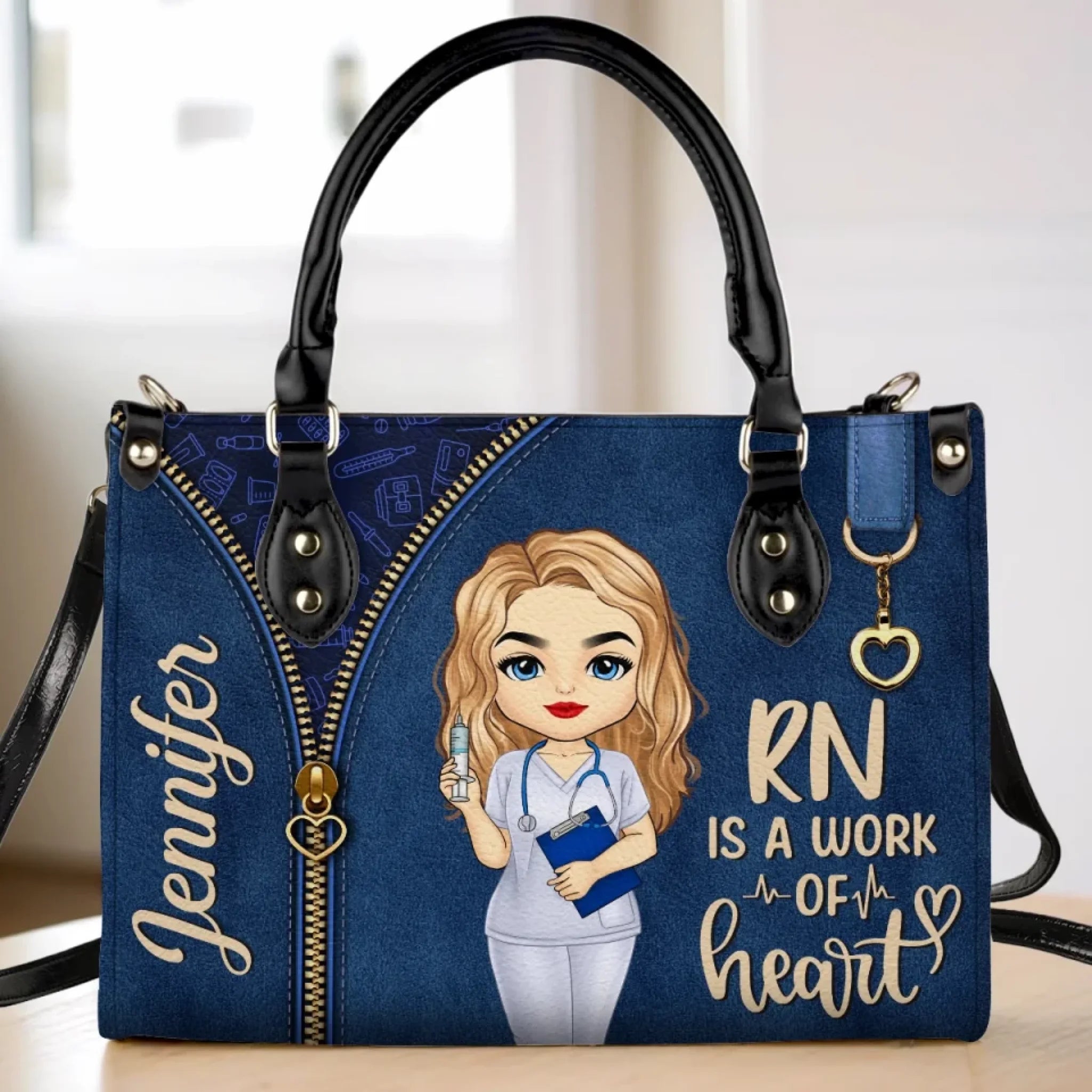 Nurses Are The Heartbeat Of Healthcare - Nurse Personalized Custom Leather Handbag - Appreciation, Thank You Gift, Nurse Life, Doctor Life
