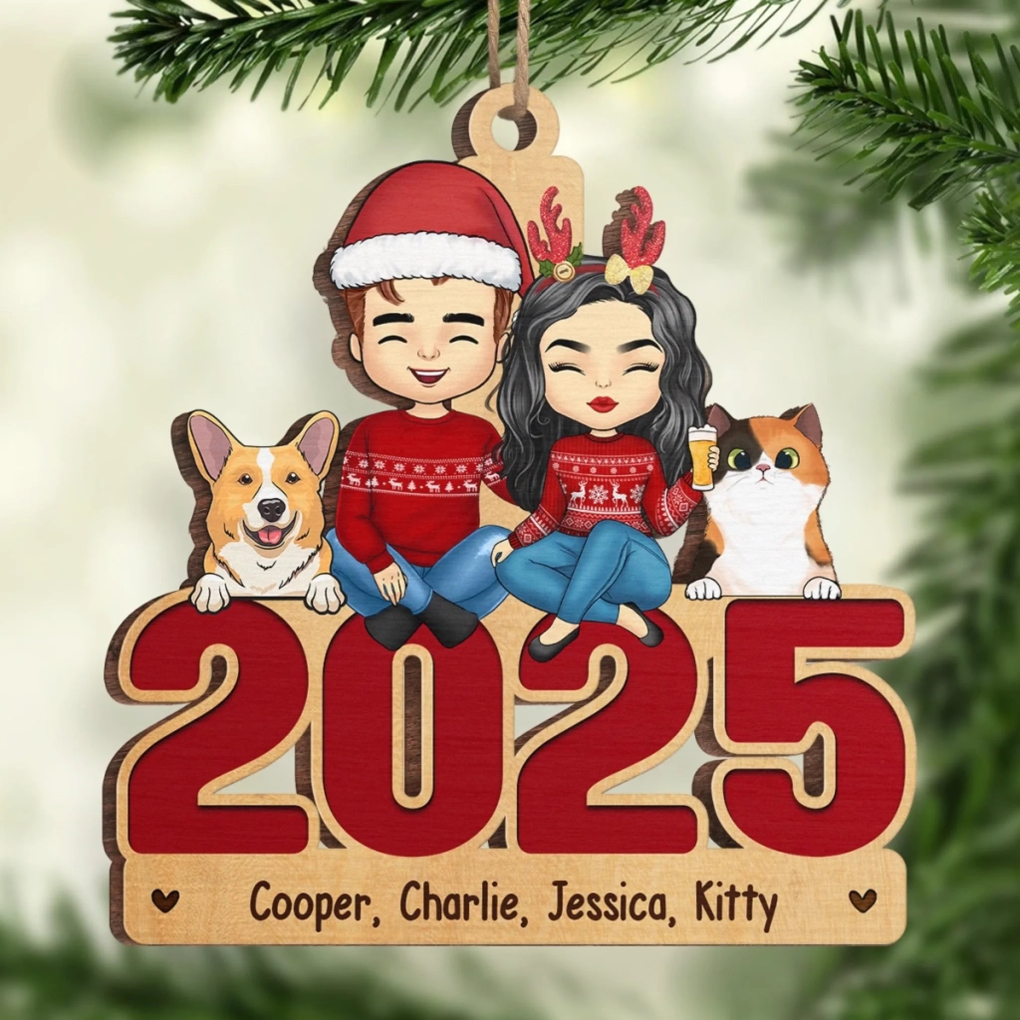 At Christmas, All Roads Lead Home - Family Personalized Custom Ornament - Wood Custom Shaped - Christmas Gift For Family Members, Pet Owners, Pet Lovers