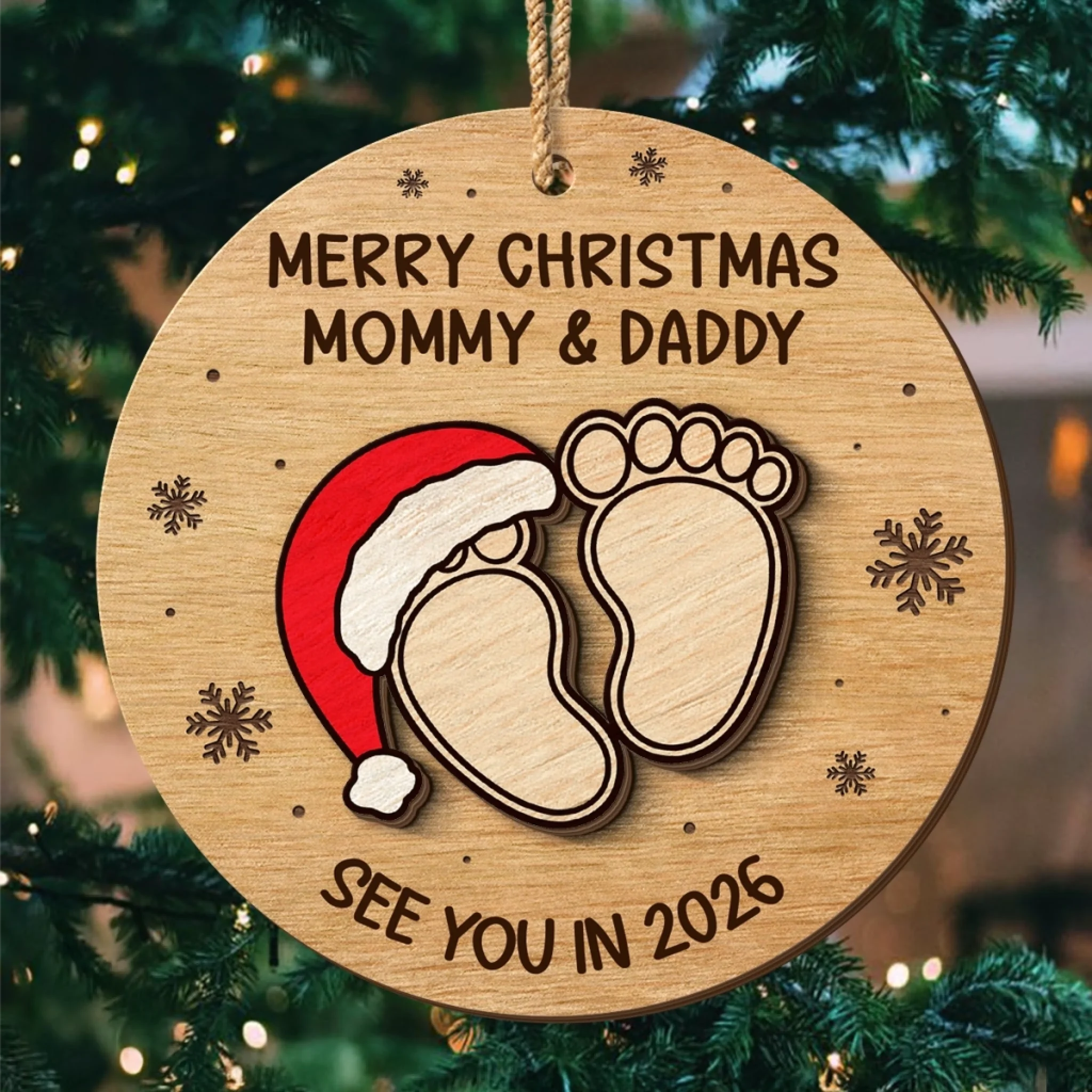 Custom Double Layer Wooden Ornament - Personalized Christmas Baby Shower, Gender Reveal Gifts For New Moms, New Dads, New Parents - A New Star Is Born