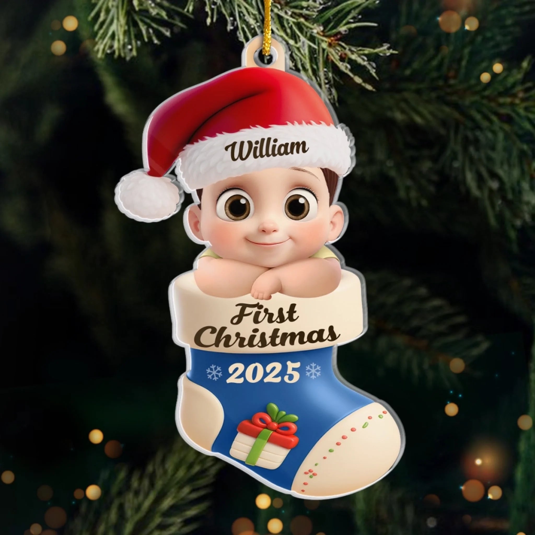 Custom Acrylic Ornament - Personalized Christmas Baby Shower, Gender Reveal Gifts For New Moms, New Dads, New Parents - Too Cute To Be Pine