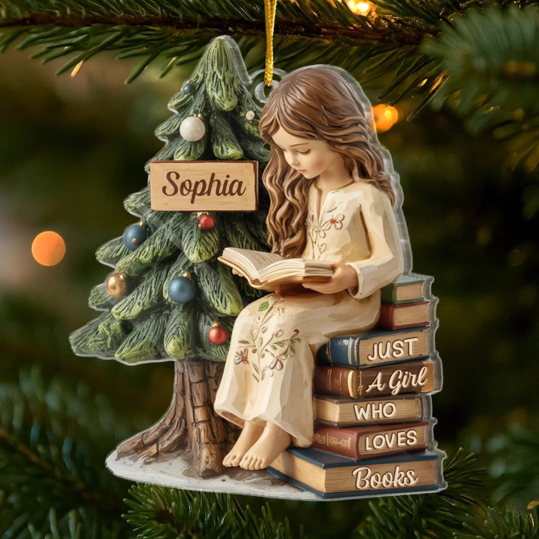 Custom Acrylic Ornament - Personalized Christmas Bookish Gifts For Book Lovers, Bookworms, Readers - Dreaming In Chapters