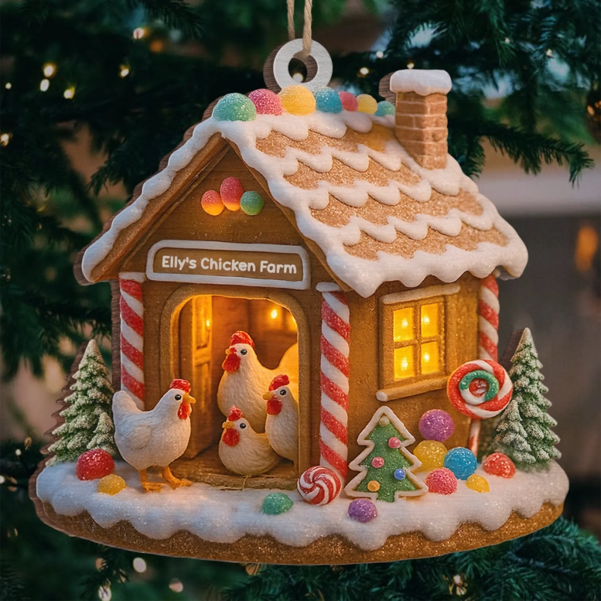 Custom Wood Ornament - Personalized Christmas Birthday Gifts For Women, Men - Sweet Little Chicken Paradise